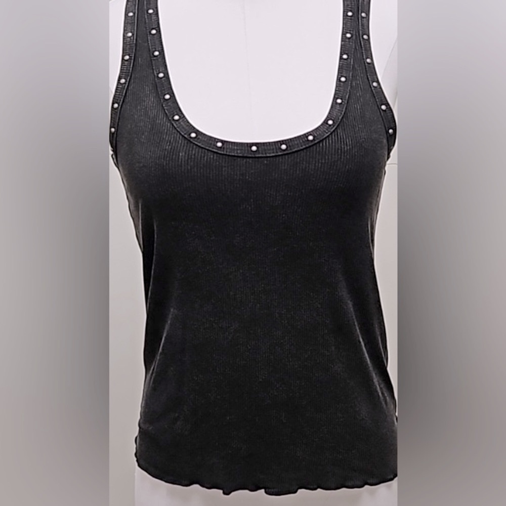 POL, Black Fitted Embellished Tank Top, size Medium, NWOT
